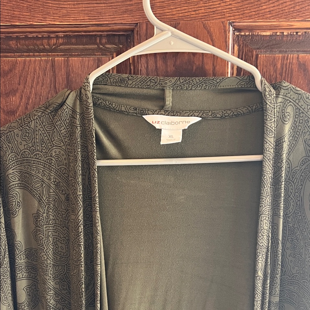 Liz Claiborne Paisley Olive Cardigan